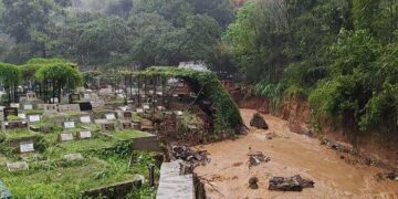 Cegah Longsor Lagi di TPU Cikutra Tepi Sungai Cidurian Akan Dipasang Bronjong Kolam Retensi Nyusul