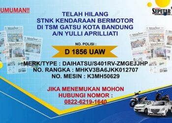 Pengumuman Telah Hilang STNK di TSM Gatsu Kota Bandung A/N Yulli Aprilliati 