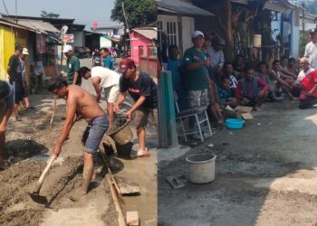Warga RT 03 RW 12 Desa Banjaran Kulon Gelar Kerja Bakti Perbaikan Jalan Gang Yang Rusak