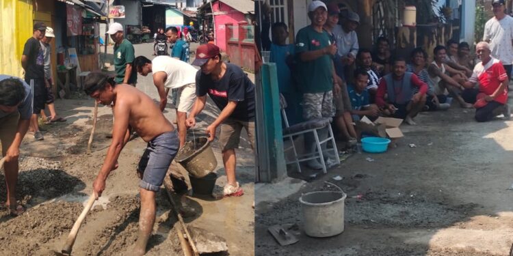 Warga RT 03 RW 12 Desa Banjaran Kulon Gelar Kerja Bakti Perbaikan Jalan Gang Yang Rusak